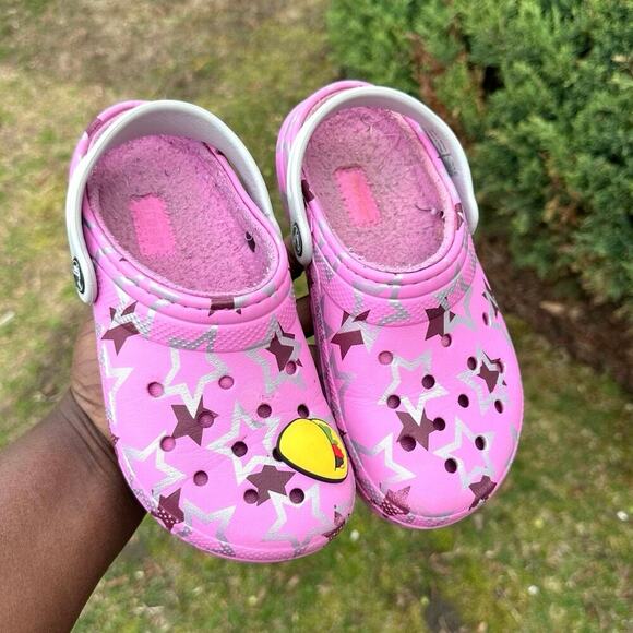 Crocs Kids Classic Lined Disco Dance Party Clogs‎  Size J 1 Pink Sandals - Picture 9 of 14